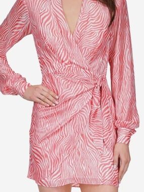 Michael Kors Pink and White Zebra Print Long Sleeve Dress